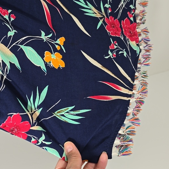 {KORI America} Floral V-Neck Top - Multicolor With Tassles - Picture 6 of 12